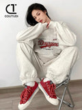 COUTUDI Women Hooded Set 2 Pieces Winter Fashion Tracksuit Suit Oversized Casual Hoody Pullovers Long Pant Sets Women Sportwears-belleandkai.com