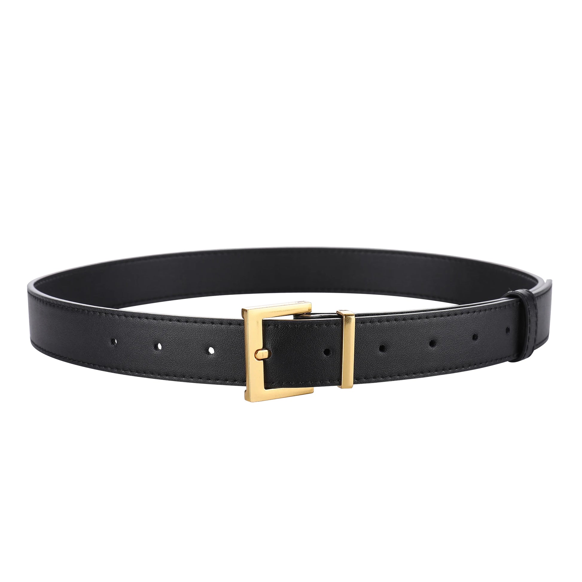 New Luxury Double Genuine Leather Belt for Women Jeans Casual Dress Square Alloy Buckle Ladies Trendy Belts Fashion Waistband-belleandkai.com
