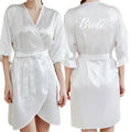 Rose Gold Women Bathrobe White Letter Bride Bridesmaid Mother Maid of Honor Get Ready Bridal Party Robes Gifts Dressing Gown-belleandkai.com