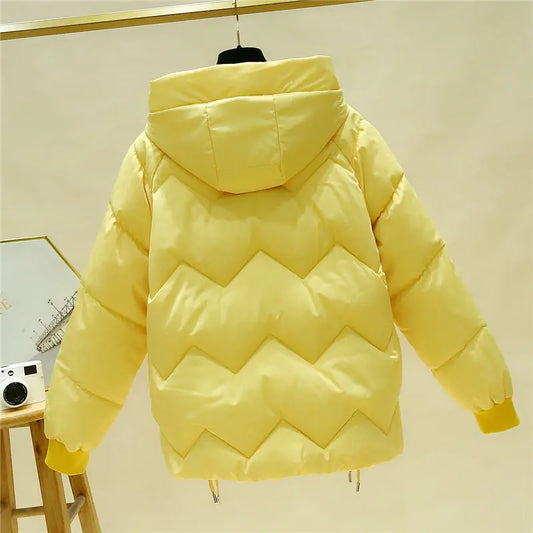 2024 New Winter Coat Women Down Cotton Jacket Lightweight Warm Loose Cotton Padded Jackets Casual Black Red Outerwear Female-belleandkai.com