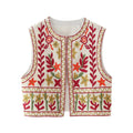 European and American Style 2024 Spring and Summer Women's New Fashionable and Versatile Round Neck Sleeveless Embroidered Vest-belleandkai.com