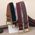 New Luxury Double Genuine Leather Belt for Women Jeans Casual Dress Square Alloy Buckle Ladies Trendy Belts Fashion Waistband-belleandkai.com