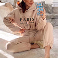 2025 Women Tracksuit Jogging Autumn Hooded Drawstring Short Sweatshirt Suit Daily Simplicity Casual Sportswear Printing Clothing-belleandkai.com
