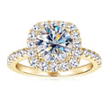 Anziw Real 2CT 8mm Round Moissanite Square Ring 925 Sterling Silver Luxury Brilliant Diamond Wedding Finger Rings Band For Women-belleandkai.com