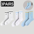 5 Pairs A* Premium Cotton Breathable Comfy Mid-Tube Unisex Socks for Sports Yoga Fitness All Season Pure White Couple Matching-belleandkai.com