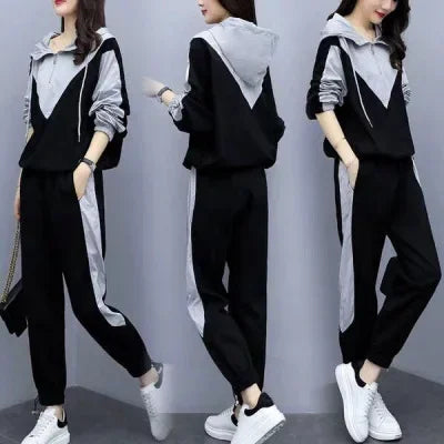 Plus Size Women's Casual Sportswear Hoodie Set Two Piece Loose Fit Outfit Autumn Collection Comfortable Breathable Clothing-belleandkai.com