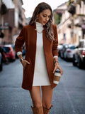 Women Fashion Solid Long Sleeve Coats Autumn Winter Casual Woolen Coat Stand Collar Jacket With Pockets Female Street Outerwear-belleandkai.com