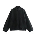 TRAFZA 2025 Women's Winter Street Jacket Solid Color Pocket Single-Breasted Jacket Women's Versatile Casual Jacket Cardigan Top-belleandkai.com