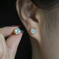 Hot Moissanite Studs 6 prong Earrings Pass Diamond tester For Men Women 18K Platinum Plated Bride Wedding Gemstone 925 Silver-belleandkai.com