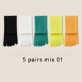 5 or 10 Pairs Women Sports Toe Socks with Separate Fingers High Tube Five Finger Cotton Crew Socks Yoga High Quality-belleandkai.com