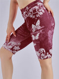 3 Piece Set Of Lmitation Denim Leggings For Women Butterfly Waist Fruit Flower Elastic Shorts High Waist Casual-belleandkai.com