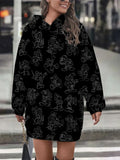 Women's hooded pullover sweatshirt fashion loose autumn and winter hoodie Disney chic retro print long-sleeved dress-belleandkai.com