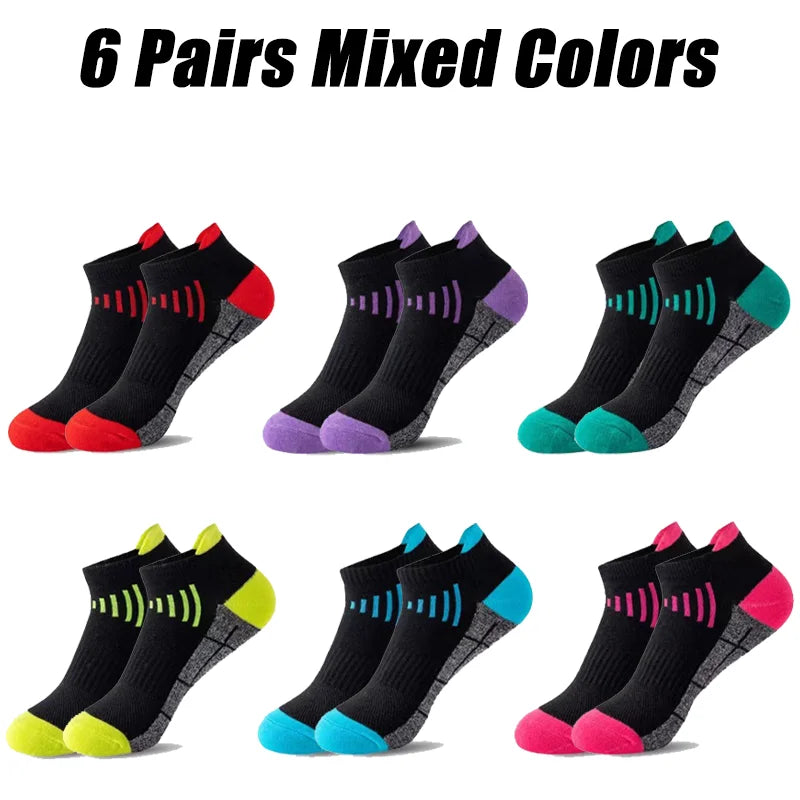 6-96 Pairs Unisex Color-Coordinated Quick-Dry & Sweat-Absorbent Running/Casual Sports Socks Low-Top Breathable 36-42-belleandkai.com