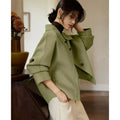 Long Sleeves Wool Blend Female Outwear Korean Large Size 4XL Woolen Short Ladies Jacket Winter Flip Collar Woolen Women Coat-belleandkai.com