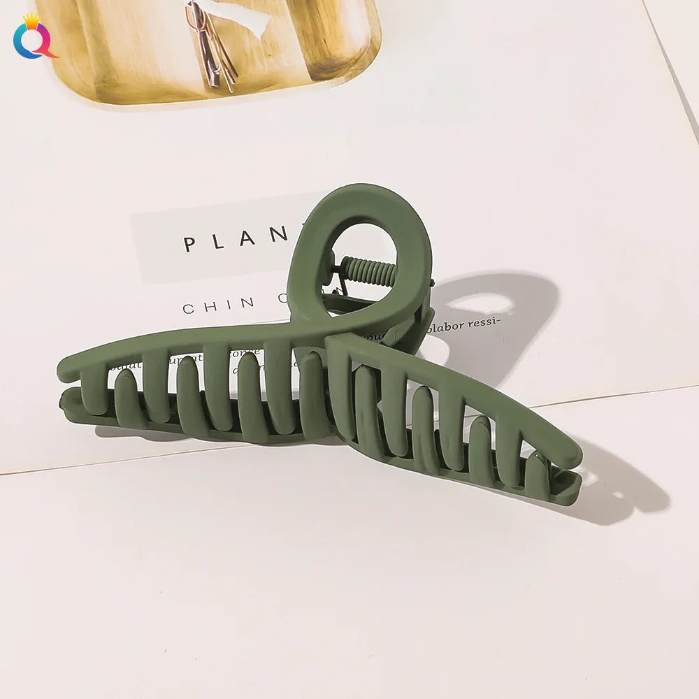 Simple Frosted Shark Hair Claws Candy Color No Slip Large Square Cross Shaped Jaw Clip For Women Girls Thin Thick Long Hair-belleandkai.com