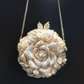 Women Gold/Silver Flower Mini Crystal Evening Bag Bridal Wedding Rhinestones Clutches Bags Handbags Party Minaudiere Clutch Bag-belleandkai.com