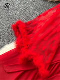 SINGREINY Women Elegant Sheer Sexy Cardigan Robes Wools Spliced Long Sleeve Shawls Fashion French Gauze Transparent Long Robes-belleandkai.com
