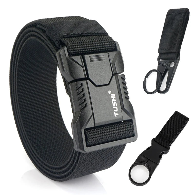 VATLTY New Tactical Outdoor Belt for Men and Women Aluminum Alloy Buckle Quick Release Elastic Belt Casual Belt Jeans Waistband-belleandkai.com