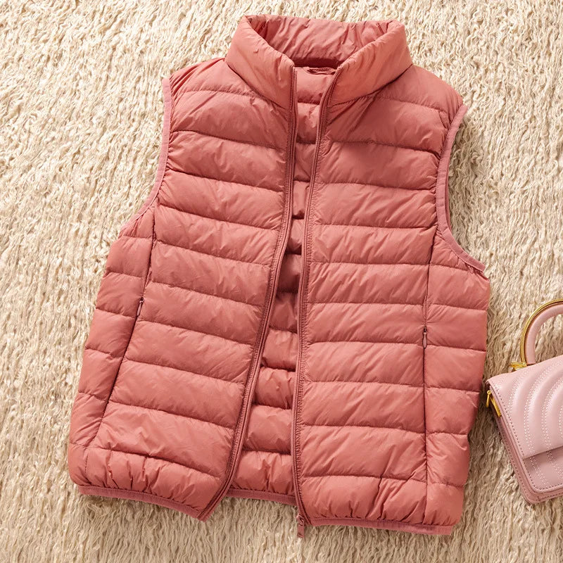 12 Colors 90% White Duck Down Women Sleeveless Jackets 2023 New Arrivals Female Ultra Lightweight Packable Vest Women Coats-belleandkai.com