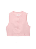 TFMLN Women Fashion Pant Two Pieces Sets Pink Slit Hem Short Tank Vest Straight Wide Leg Trousers Chic Office Lady Basic Outfits-belleandkai.com