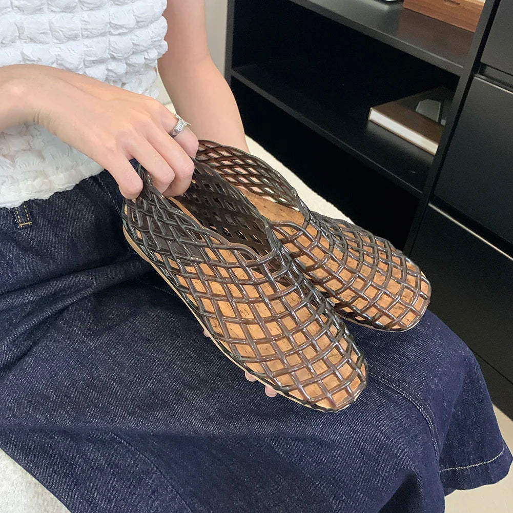 Women Jelly Flats Lightweight Breathable SlipOn Ballet Flats for Summer Beach and Outdoor Travel-belleandkai.com