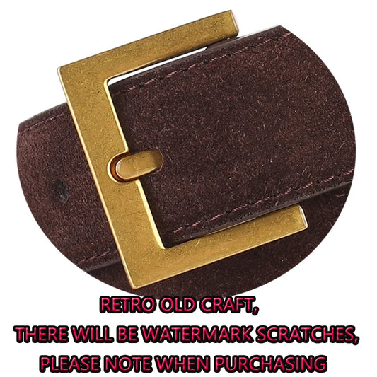 New Luxury Double Genuine Leather Belt for Women Jeans Casual Dress Square Alloy Buckle Ladies Trendy Belts Fashion Waistband-belleandkai.com