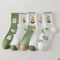 5 Pairs/Lot Socks Women's Cotton Print Short Ankle Set White Sports Cycling Running Compression Summer Breathable-belleandkai.com