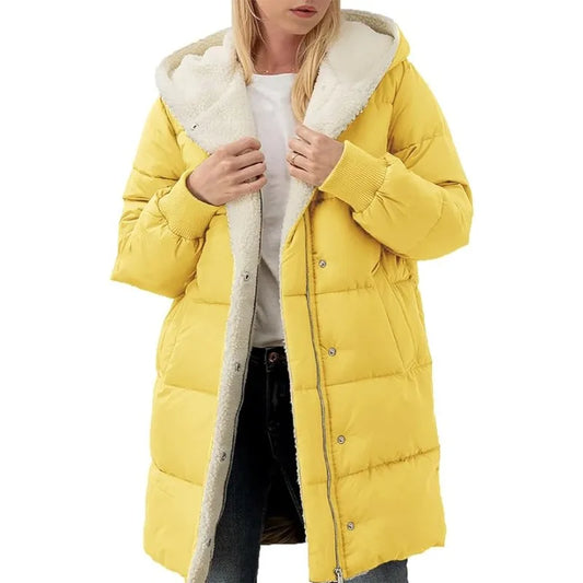 Womens Winter Warm Coats Sherpa Fleece Lined Long Hooded Puffer Jacket-belleandkai.com