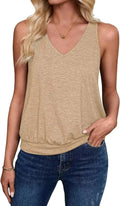 Summer Women's V-Neck Sleeveless Top Casual Vest Fashionable Trendy Tank Top Polyester Blend Fabric No Decoration-belleandkai.com