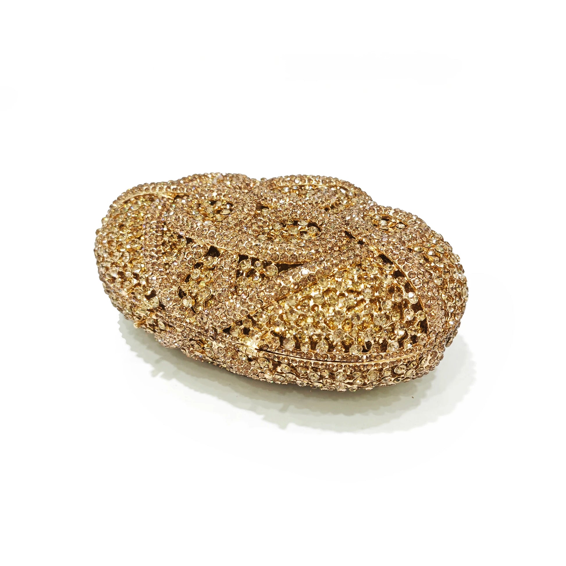 Gold Diamond Flower Evening Clutch Purse Oval Shape Rhinestone Crystal Wedding Bridal Clutches Luxury Phone Handbags-belleandkai.com