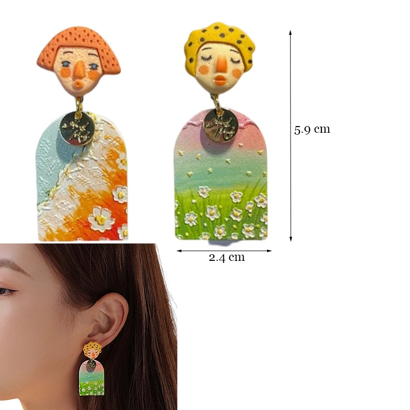 Top Sale Fashion Colourful Dangle Earrings for Women Accessories Stud Earring Y2K Pendientes New In Resin Earings-belleandkai.com
