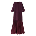 TRAFZA Women Elegant Half Sleeves O-Collar Pleated Dress Spring Woman Rear Zipper Splicing Vintage Casual Knitted Long Dress-belleandkai.com