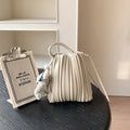 Brand Striped Leather Shoulder Bag Luxury Designer New Soft High-end Pleated Purse Drawstring Fashion Versatile Crossbody Bag-belleandkai.com