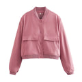 Willshela Women Fashion Solid Bomber Jackets Coat With Pockets V-Neck Single Breasted Long Sleeves Female Chic Lady Outfits-belleandkai.com
