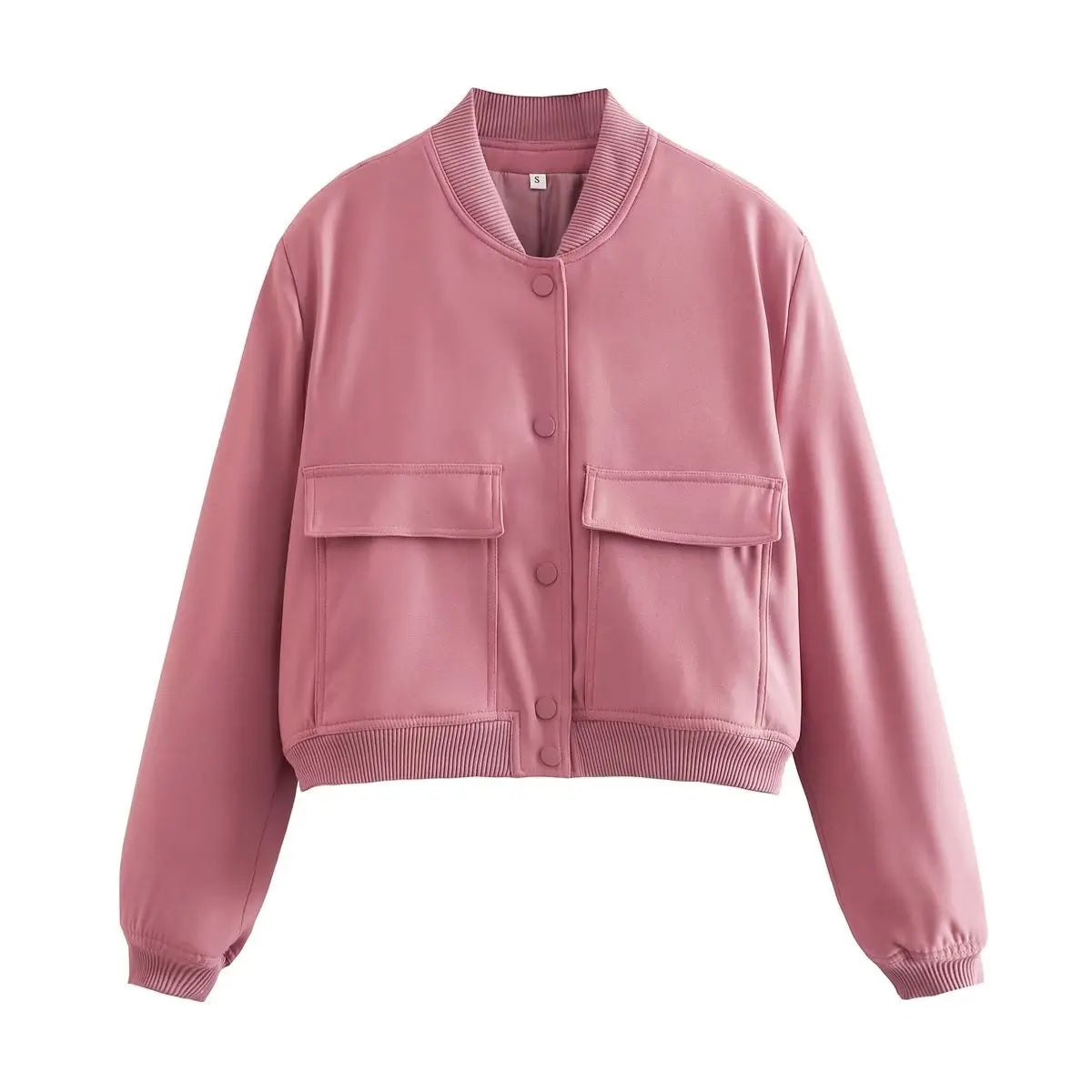 Willshela Women Fashion Solid Bomber Jackets Coat With Pockets V-Neck Single Breasted Long Sleeves Female Chic Lady Outfits-belleandkai.com