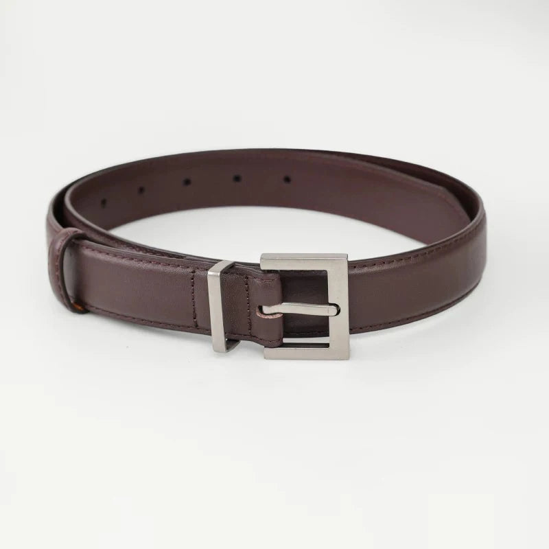 New Luxury Double Genuine Leather Belt for Women Jeans Casual Dress Square Alloy Buckle Ladies Trendy Belts Fashion Waistband-belleandkai.com