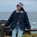Autumn Winter Quilted Jacket Women Cotton Coat Warm Parkas Single-breasted Long Sleeve Design O-neck Outerwear Black Blue Yellow-belleandkai.com