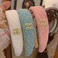 French Sweet Woven Headband for Women Elegant Knit Hair Accessories Pink Headbands Sweet Girl Wide Edge Hair Bands-belleandkai.com