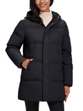 TACVASEN Winter Quilted Duck Feather Down Jackets Womens Padded Puffer Warm Hooded Long Coats Thermal Waterproof Thick Outerwear-belleandkai.com