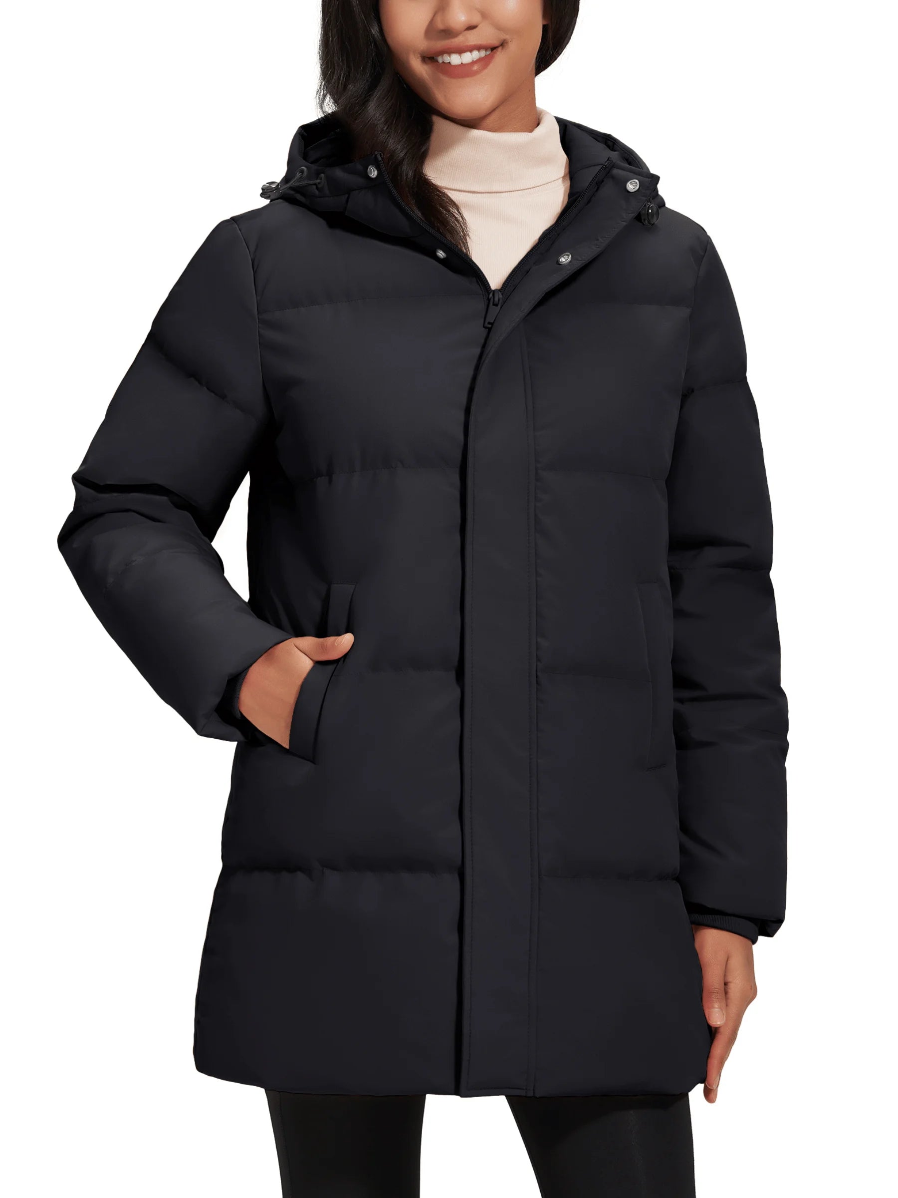TACVASEN Winter Quilted Duck Feather Down Jackets Womens Padded Puffer Warm Hooded Long Coats Thermal Waterproof Thick Outerwear-belleandkai.com