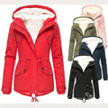 Women's Winter Jacket Warm Solid Plush Thickened Long Winter Coat Outdoor Hiking Hooded Casual Windproof Parka Coat Overcoat-belleandkai.com