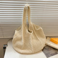 Women Crochet Tote Bag Mesh Beach Bag Large Capacity Fashion Knitted Bag Solid Color Simple Shopping Bag for Travel Vacation-belleandkai.com
