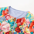 UNIZERA 2023 Autumn New Product Women's Fashion Versatile Round Neck Stripe Spliced Print Retro Quilted Cotton Coat-belleandkai.com