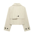 TRAF Women Autumn 2024 New Fashion Short Jacket Coat Chic Lapel Casual Double-breasted All-match Thin Coat Outerwear Mujer-belleandkai.com