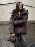 2024 Women Winter Coats Thick Warm Cotton Parkas Loose Stand Collar Long Sleeve Hooded Outerwears 2024 Lady Casual Commuter Coat-belleandkai.com