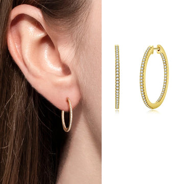 S925 Silver Round Moissanite Yellow Gold Earrings Women Engagement Gift-belleandkai.com