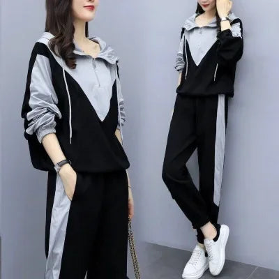 Plus Size Women's Casual Sportswear Hoodie Set Two Piece Loose Fit Outfit Autumn Collection Comfortable Breathable Clothing-belleandkai.com