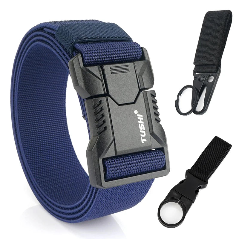 VATLTY New Tactical Outdoor Belt for Men and Women Aluminum Alloy Buckle Quick Release Elastic Belt Casual Belt Jeans Waistband-belleandkai.com