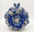 Women Gold/Silver Flower Mini Crystal Evening Bag Bridal Wedding Rhinestones Clutches Bags Handbags Party Minaudiere Clutch Bag-belleandkai.com