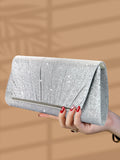 This shiny and luxurious pleated evening bag is a great choice for party girls, office workers and also makes a great gift.-belleandkai.com